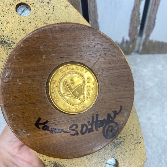 Vtg Kustom Kraft Black Walnut Spinning Serving Tray Mid Century Mod 2 Bowls - Picture 3 of 9